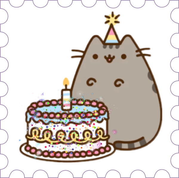 Изображение Котика с тортом для детей на прозрачном фоне в формате PNG с днем рождения