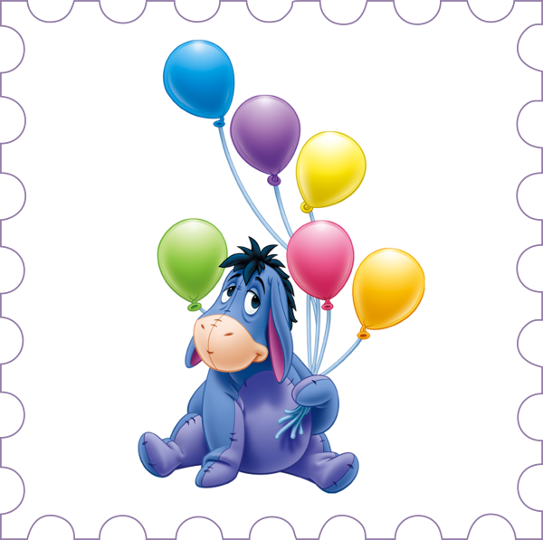 Изображение Ослика с шариками для детей на прозрачном фоне в формате PNG с днем рождения